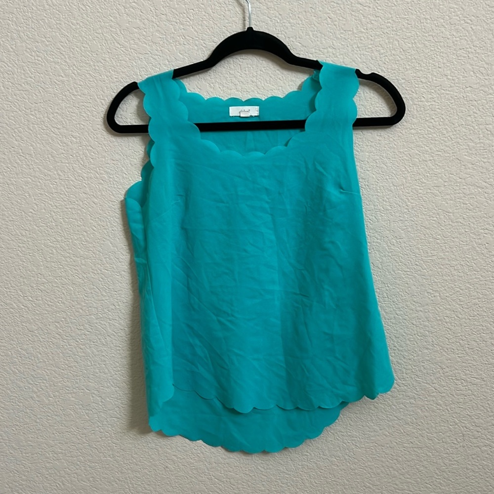 Mine turquoise scalloped tank top